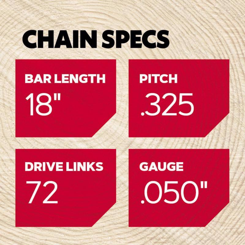 Oregon ControlCut H72 18 in. Chainsaw Chain 72 links
