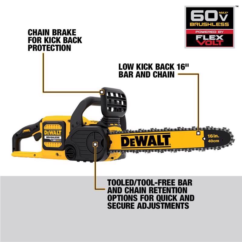 DeWalt 60V MAX DCCS670X1 16 in. 60 V Battery Chainsaw Kit (Battery & Charger)