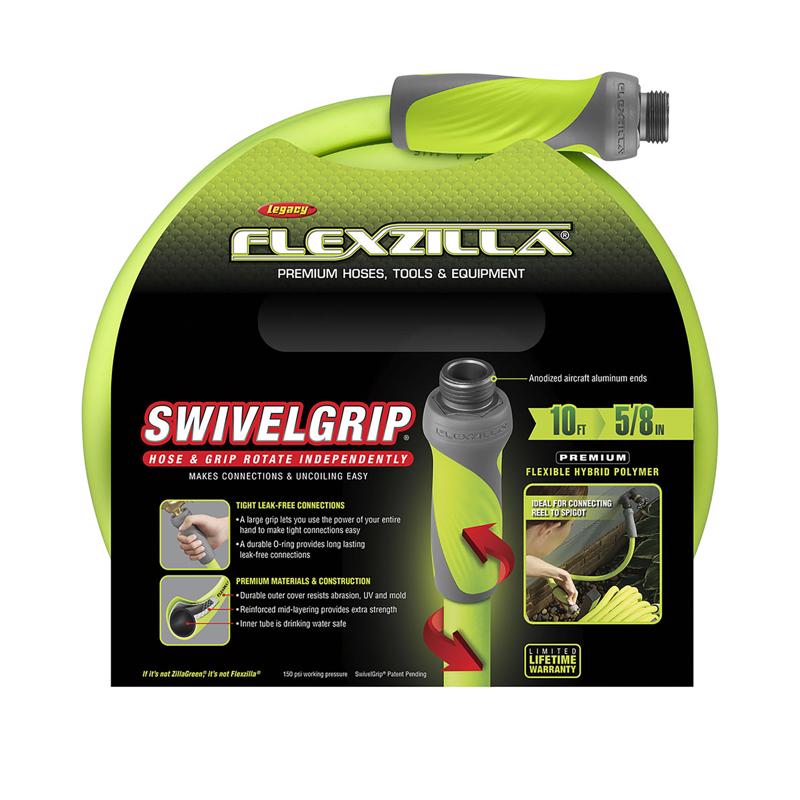 Legacy Flexzilla SwivelGrip 5/8 in. D X 10 ft. L Heavy Duty Premium Grade Garden Hose