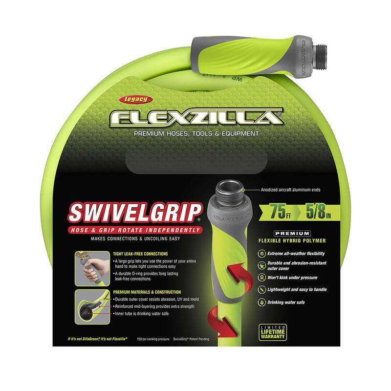 Legacy Flexzilla SwivelGrip 5/8 in. D X 75 ft. L Heavy Duty Premium Grade Garden Hose