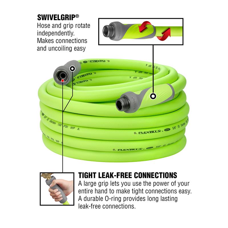 Legacy Flexzilla SwivelGrip 5/8 in. D X 75 ft. L Heavy Duty Premium Grade Garden Hose