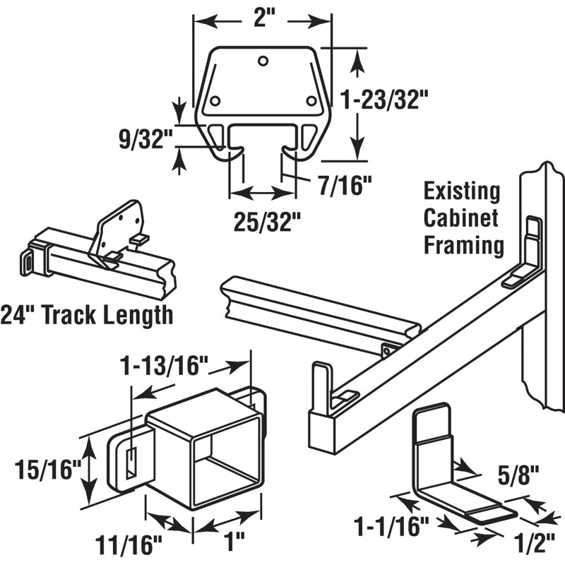 Prime-Line Plastic Center Guide Track Replacement Set