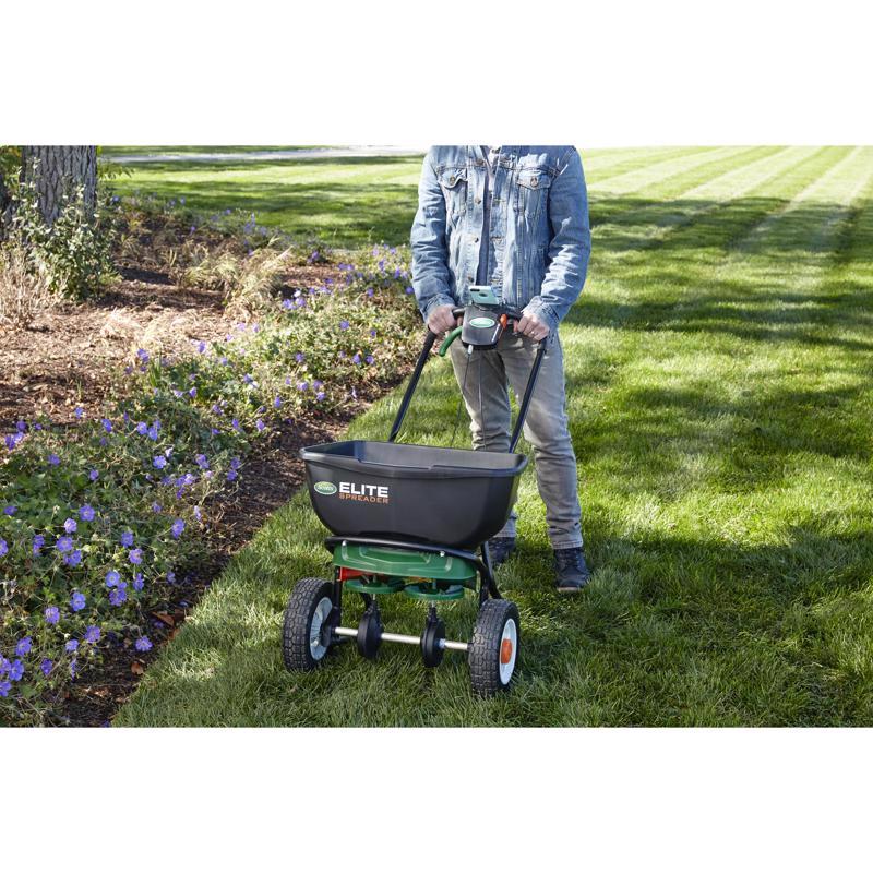 Scotts Elite 72 in. W Broadcast Push Spreader For Fertilizer/Ice Melt/Seed 30 lb