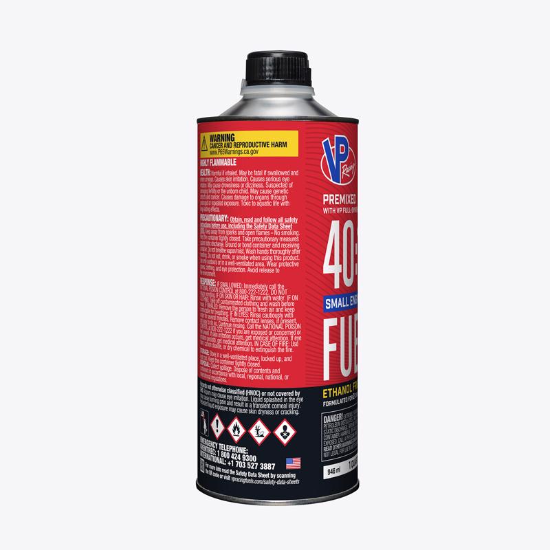 VP Racing Fuels Small Engine Ethanol-Free 2-Cycle 40:1 Pre-Mixed Fuel 1 qt