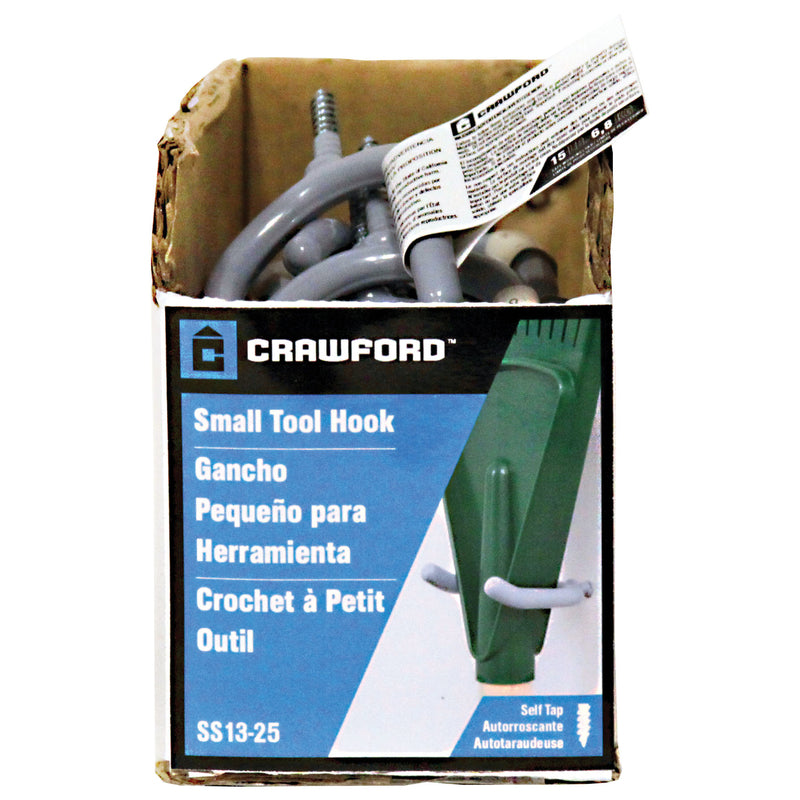 Crawford 4 in. L Vinyl Coated Gray Steel Medium Tool Hook Hook 15 lb. cap.