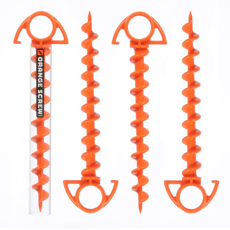 Orange Screw Small Ground Anchor 4 pk