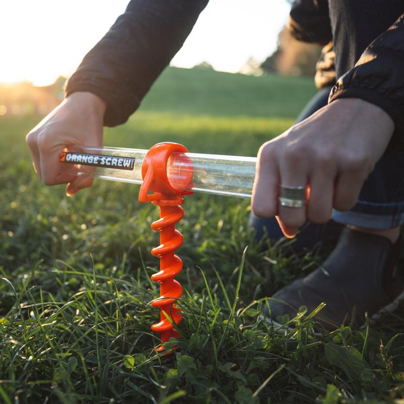 Orange Screw Small Ground Anchor 4 pk