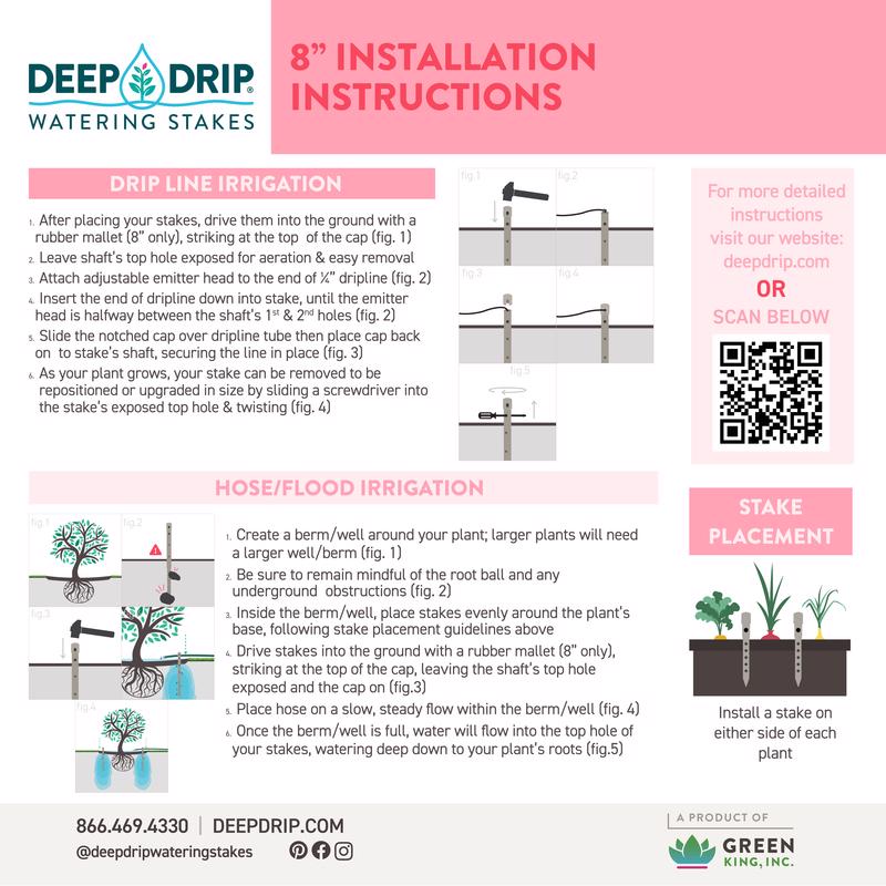 Deep Drip For 1/4 in. Tubing Drip Irrigation Watering Stake 8 in. H