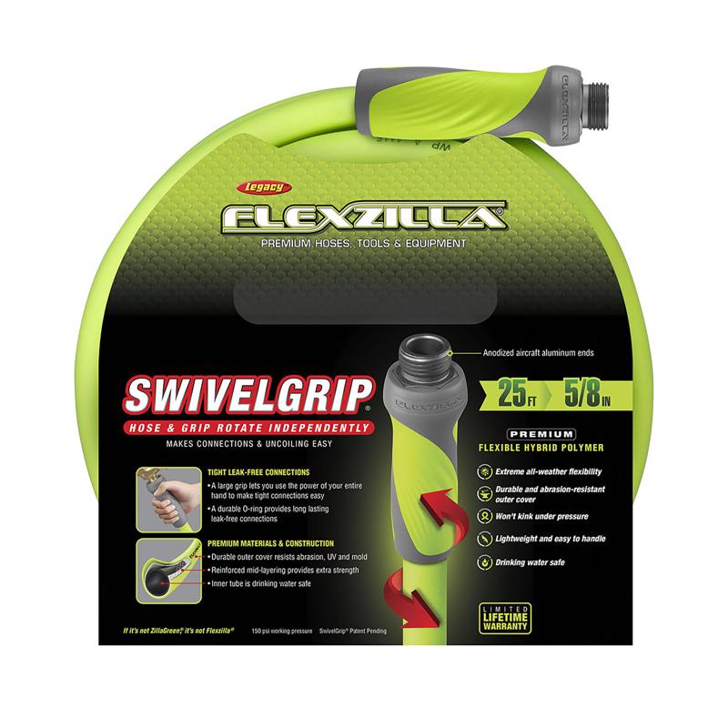 Legacy Flexzilla SwivelGrip 5/8 in. D X 25 ft. L Heavy Duty Premium Grade Garden Hose