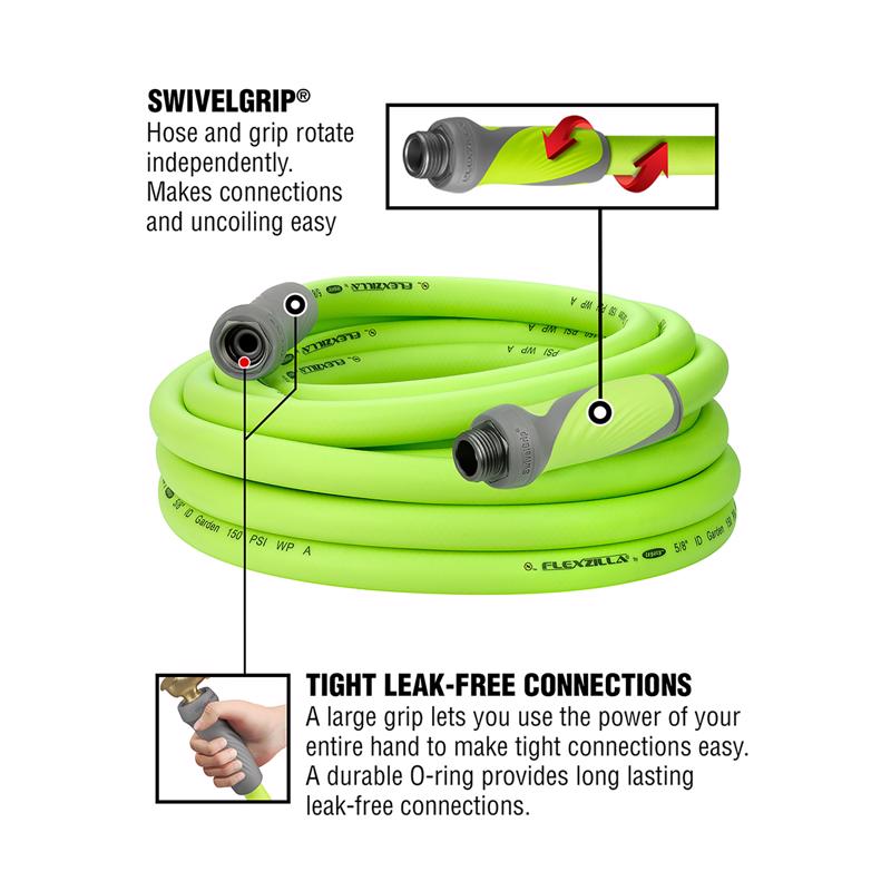 Legacy Flexzilla SwivelGrip 5/8 in. D X 25 ft. L Heavy Duty Premium Grade Garden Hose
