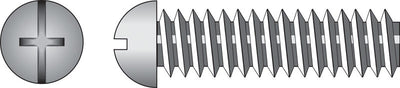 HILLMAN No. 6-32 Ga. X 2-1/2 in. L Combination Round Head Zinc-Plated Steel Machine Screws 100 pk