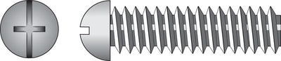 HILLMAN No. 1/4-20 Ga. X 3-1/2 in. L Combination Round Head Zinc-Plated Steel Machine Screws 100 pk