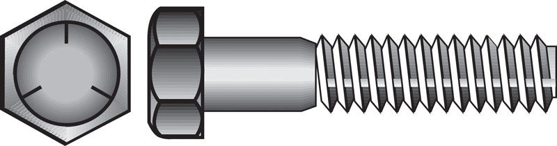 HILLMAN 1/4 in. D X 2-1/4 in. L Heat Treated Zinc Steel Hex Head Cap Screw 100 pk