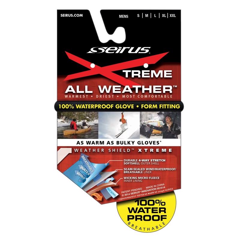 Seirus Xtreme All Weather XL Weathershield Form Fit Black Cold Weather Gloves