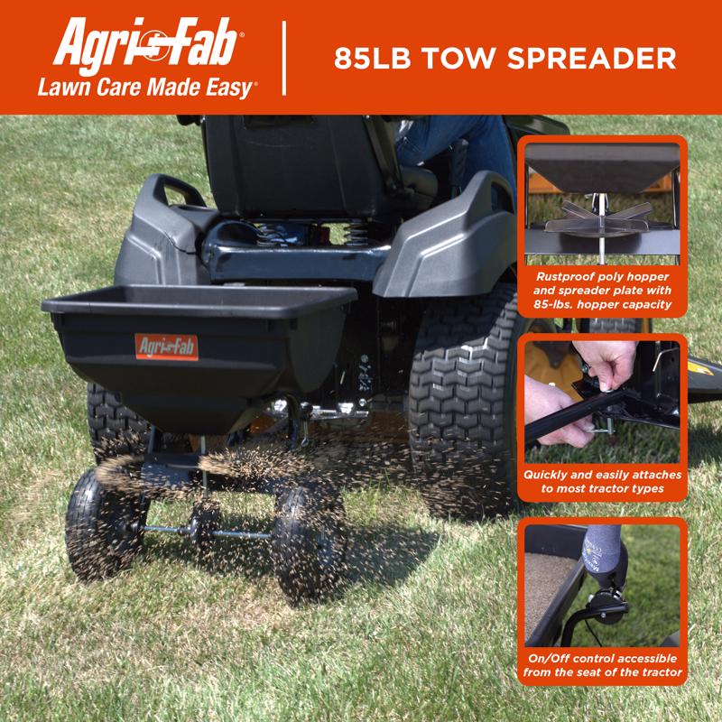 Agri-Fab 120 in. W Tow Behind Spreader For Fertilizer/Ice Melt/Seed 85 lb. cap.