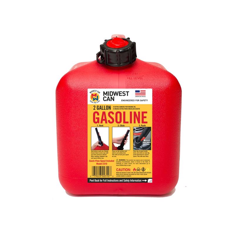 Midwest Can Quick Flow Spout HDPE Gas Can 2 gal