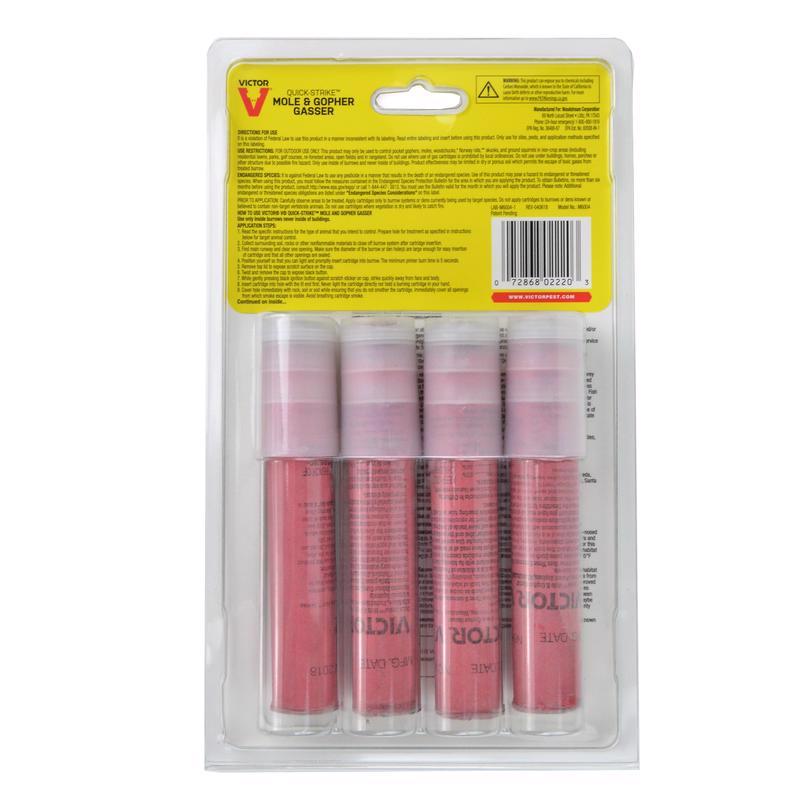 Victor Quick Strike Toxic Gasser Fog For Gophers and Moles 4 pk