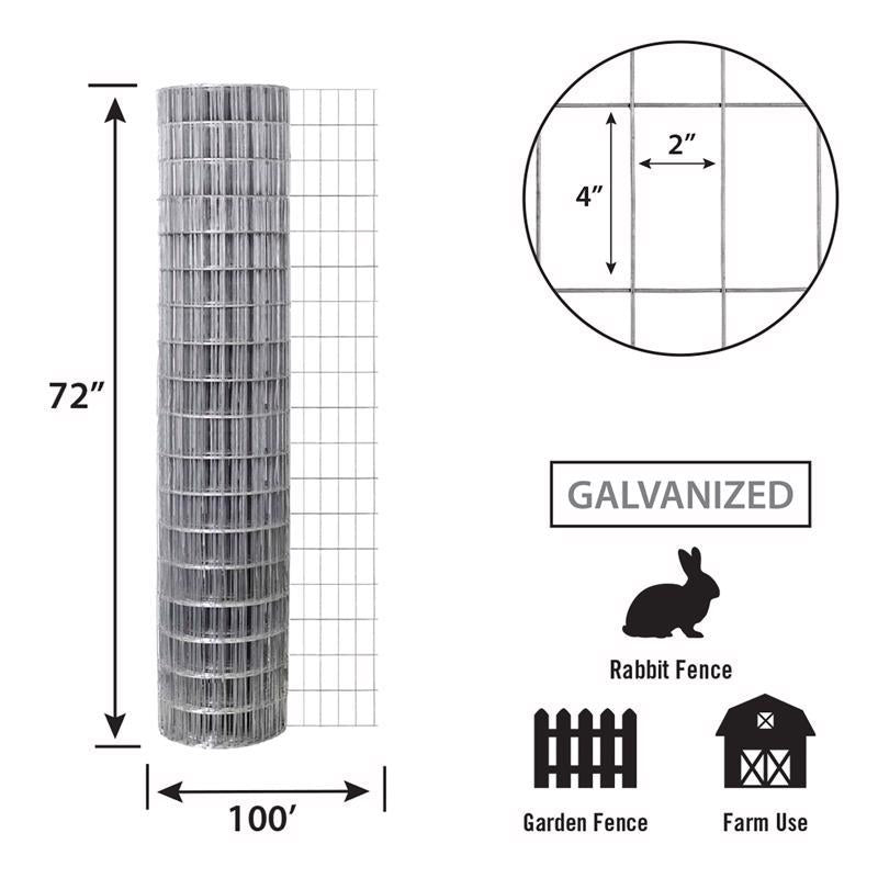 Garden Craft 72 in. H X 100 ft. L Steel Welded Wire Fence Gray