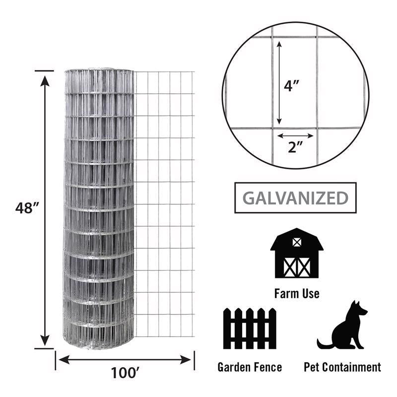Garden Craft 48 in. H X 100 ft. L Steel Welded Wire Fence Silver