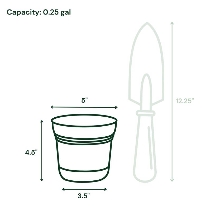 Bloem Saturn 4.5 in. H X 5 in. W Plastic Traditional Planter Black