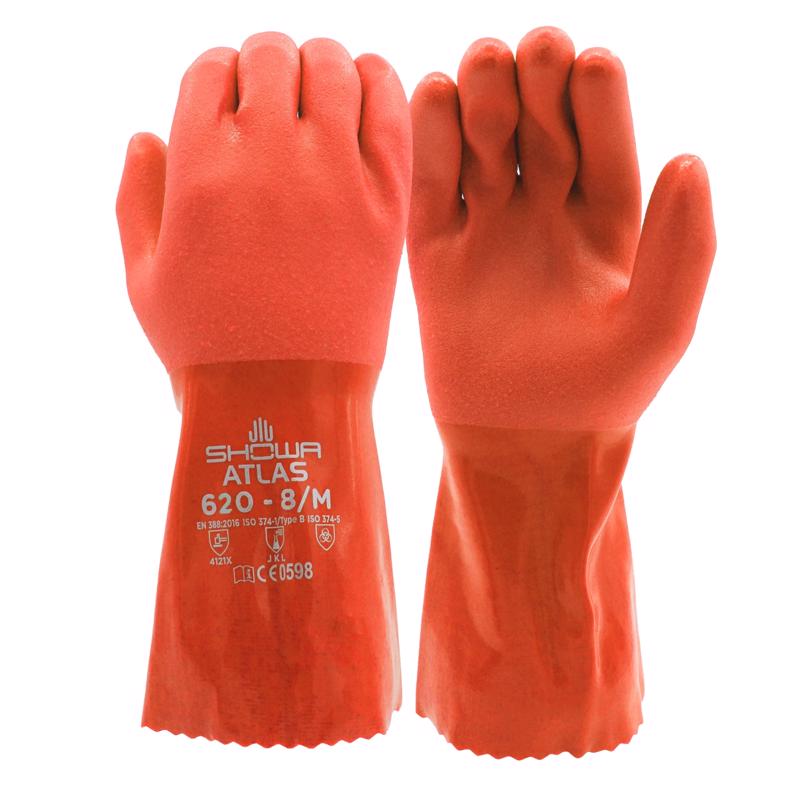 Atlas Unisex Indoor/Outdoor Chemical Gloves Orange L 1 pair