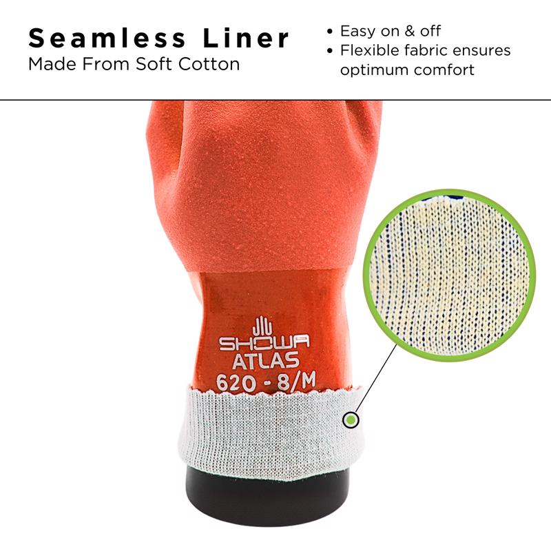 Atlas Unisex Indoor/Outdoor Chemical Gloves Orange L 1 pair