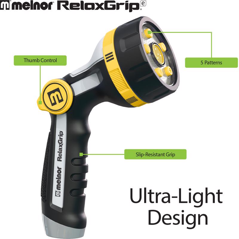 Melnor RelaxGrip 5 Pattern Adjustable Multi-Pattern ABS Hose Nozzle