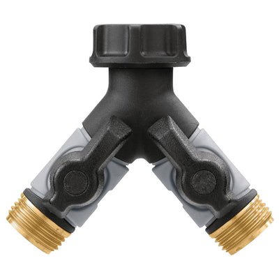 Orbit Pro Flo 3/4 in. Metal Threaded Female/Male Y-Hose Connector with Shut Offs