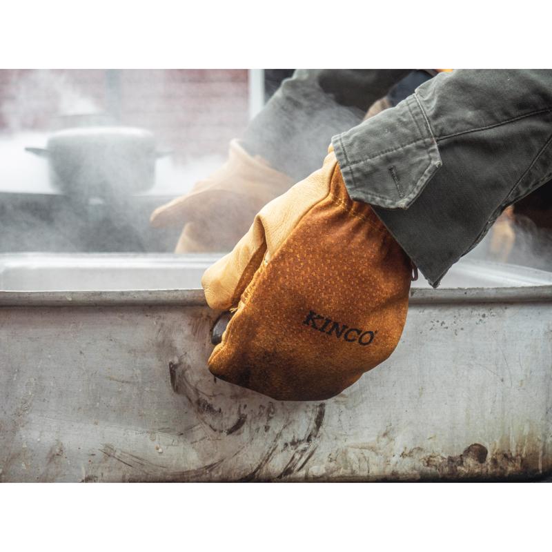 Kinco L Pigskin Leather Cold Weather Black/Gold Mittens