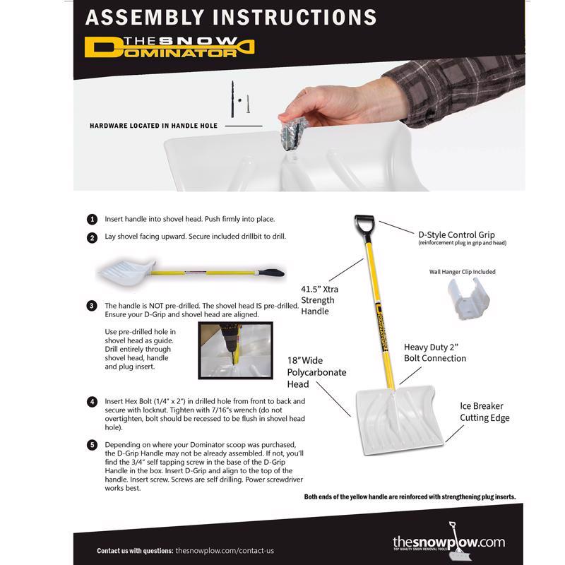 The Snowplow THE ORIGINAL SNOW PUSHER 18 in. W X 57.5 in. L Poly Snow Shovel