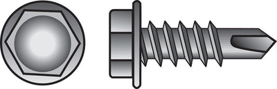 HILLMAN No. 10-16 Ga. X 1-1/4 in. L Hex Hex Washer Head Self-Drilling Screws 100 pk