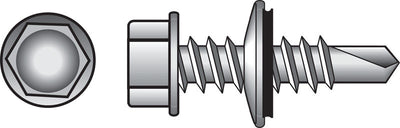 HILLMAN No. 12 Ga. X 2 in. L Hex Hex Washer Head Self-Drilling Screws 100 pk