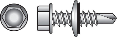 HILLMAN 1/4 in. Ga. X 1 in. L Hex Hex Washer Head Self-Drilling Screws 100 pk