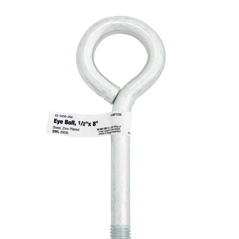 Hampton 1/2 in. X 8 in. L Zinc-Plated Steel Eyebolt Nut Included