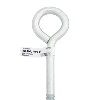 Hampton 1/2 in. X 8 in. L Zinc-Plated Steel Eyebolt Nut Included