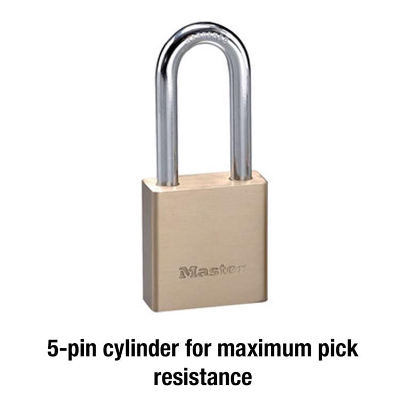 Master Lock 1-9/16 in. H X 3/4 in. W X 1-3/4 in. L Brass 5-Pin Cylinder Exterior Padlock