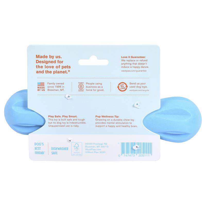 West Paw Zogoflex For Dog Blue Plastic Hurley Bone Chew Dog Toy Large