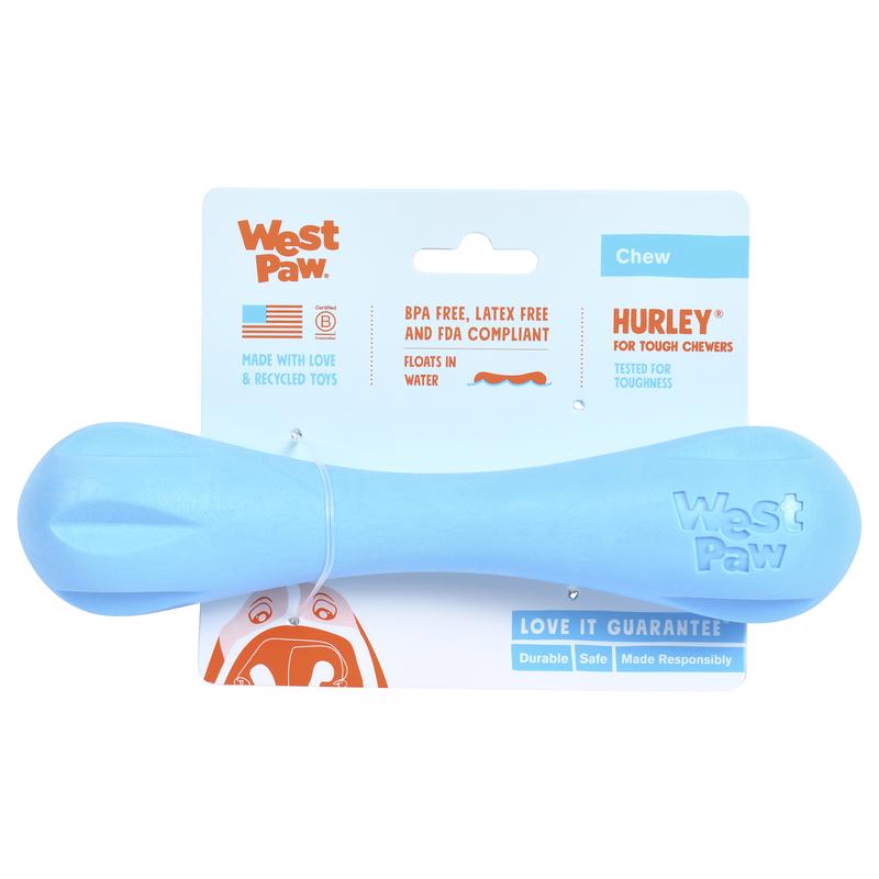 West Paw Zogoflex For Dog Blue Plastic Hurley Bone Chew Dog Toy Large
