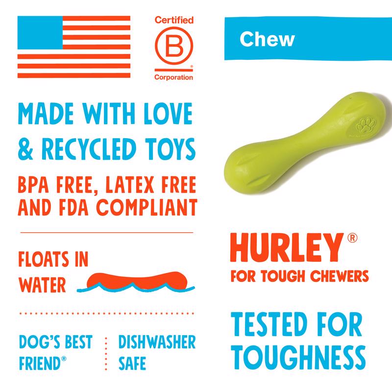 West Paw Zogoflex Orange Plastic Hurley Bone Chew Dog Toy Large