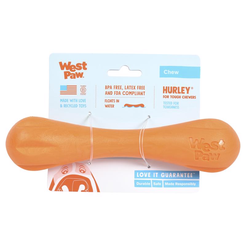 West Paw Zogoflex Orange Plastic Hurley Bone Chew Dog Toy Large