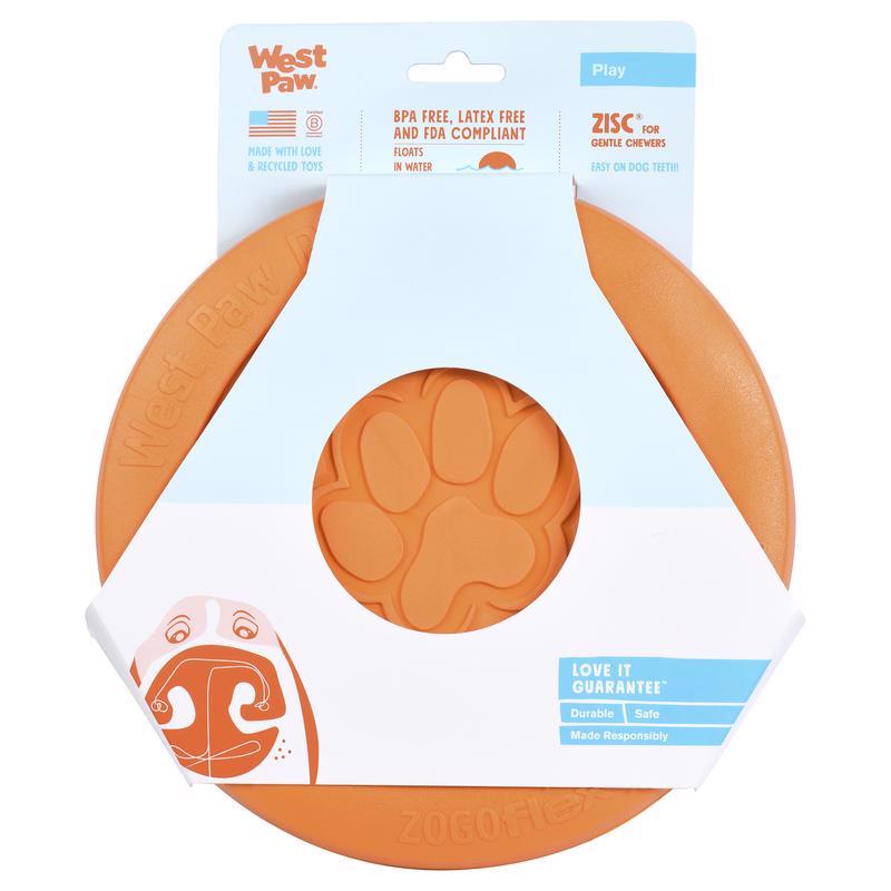 West Paw Zogoflex Orange Plastic Zisc Disc Pet Toy Large