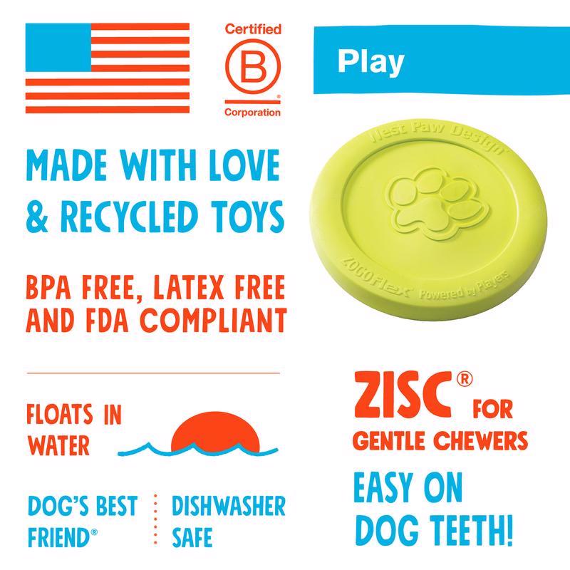 West Paw Zogoflex Orange Plastic Zisc Disc Pet Toy Large
