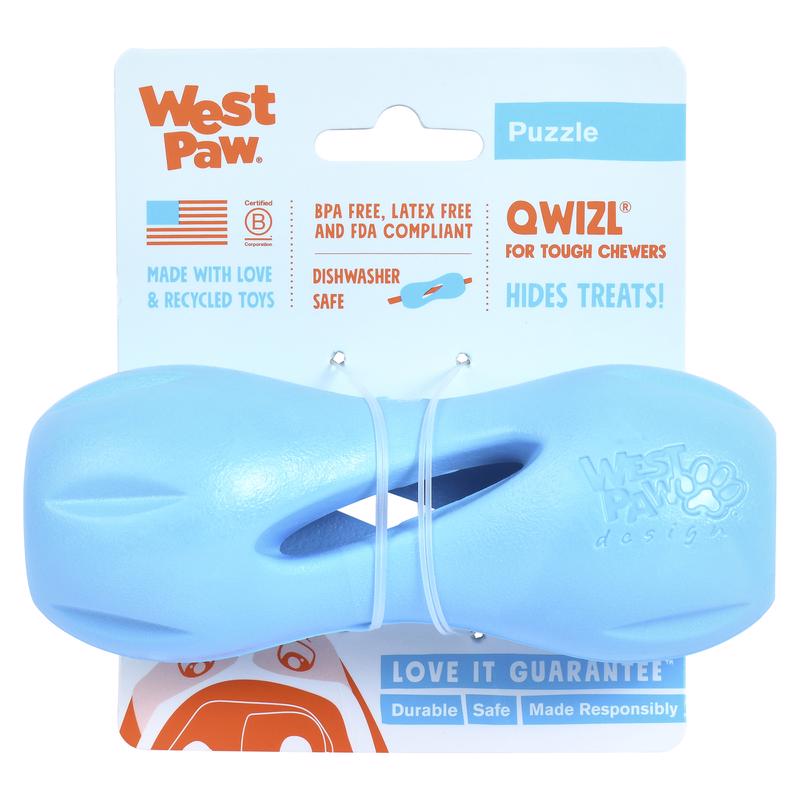 West Paw Zogoflex Blue Plastic Qwizl Dog Treat Toy/Dispenser Small