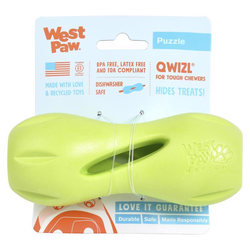 West Paw Zogoflex For Dog Green Plastic Qwizl Pet Toy Small