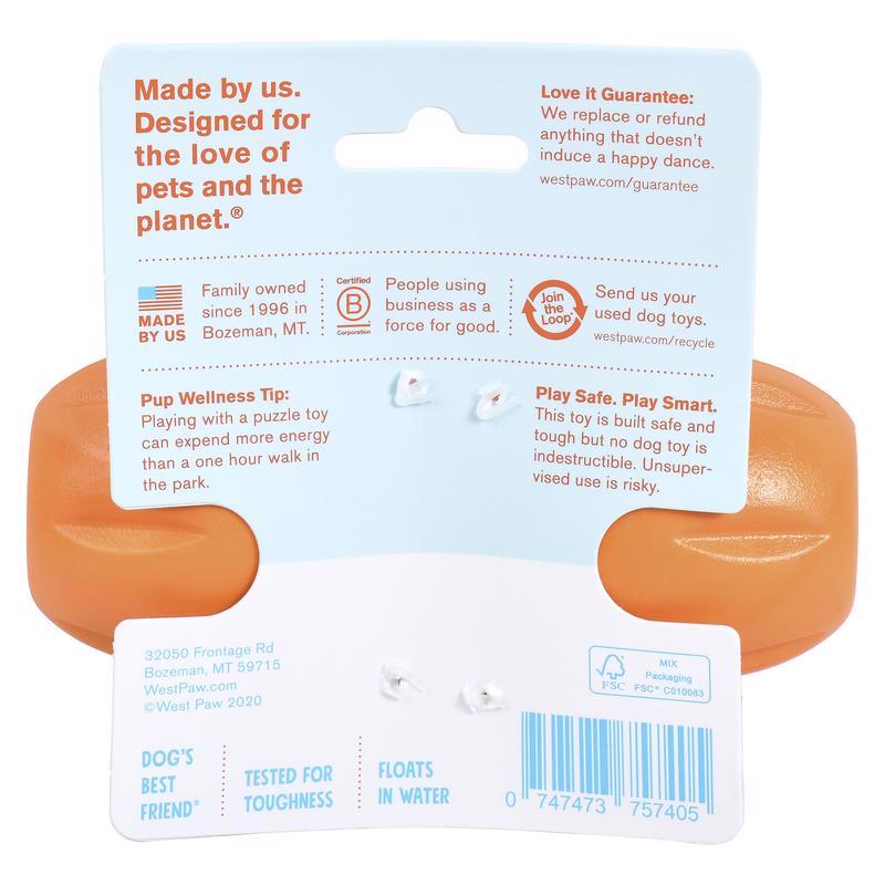 West Paw Zogoflex Orange Plastic Qwizl Pet Toy Small