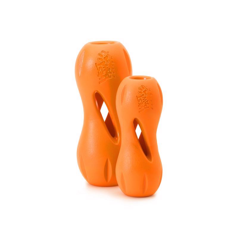 West Paw Zogoflex Orange Plastic Qwizl Pet Toy Small