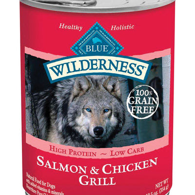 Blue Buffalo Wilderness All Ages Salmon and Chicken Dog Food Grain Free 12.5 oz