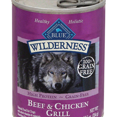 Blue Buffalo Wilderness All Ages Beef and Chicken Dog Food Grain Free 12.5 oz