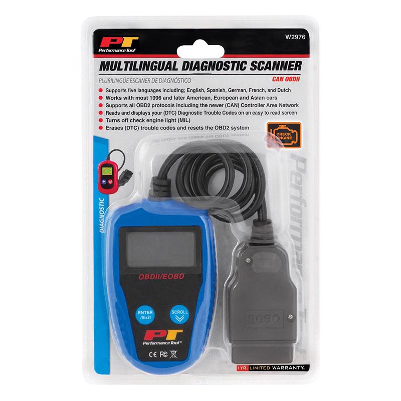 Performance Tool OBDII Multi-Lingual Automotive Diagnostic Scanner
