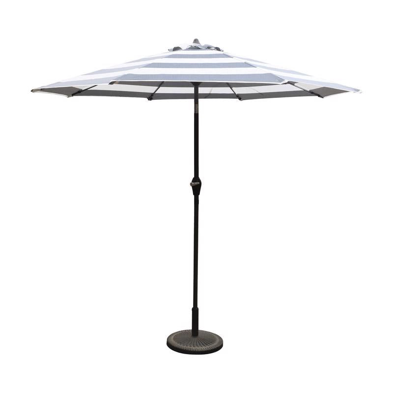 Living Accents 9 ft. Tiltable Navy White Stripe Market Umbrella
